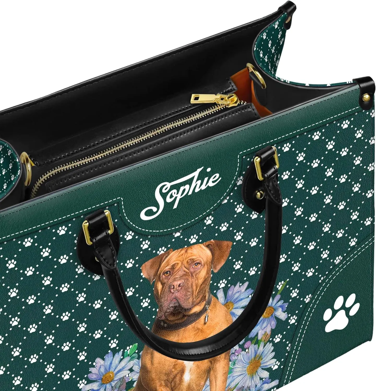 Personalized Dogues de Bordeaux Dog Handbags, Custom Name Dog Leather Bags, Purses, Shoulder Bag, Gift For Dog Mom Dog Lover