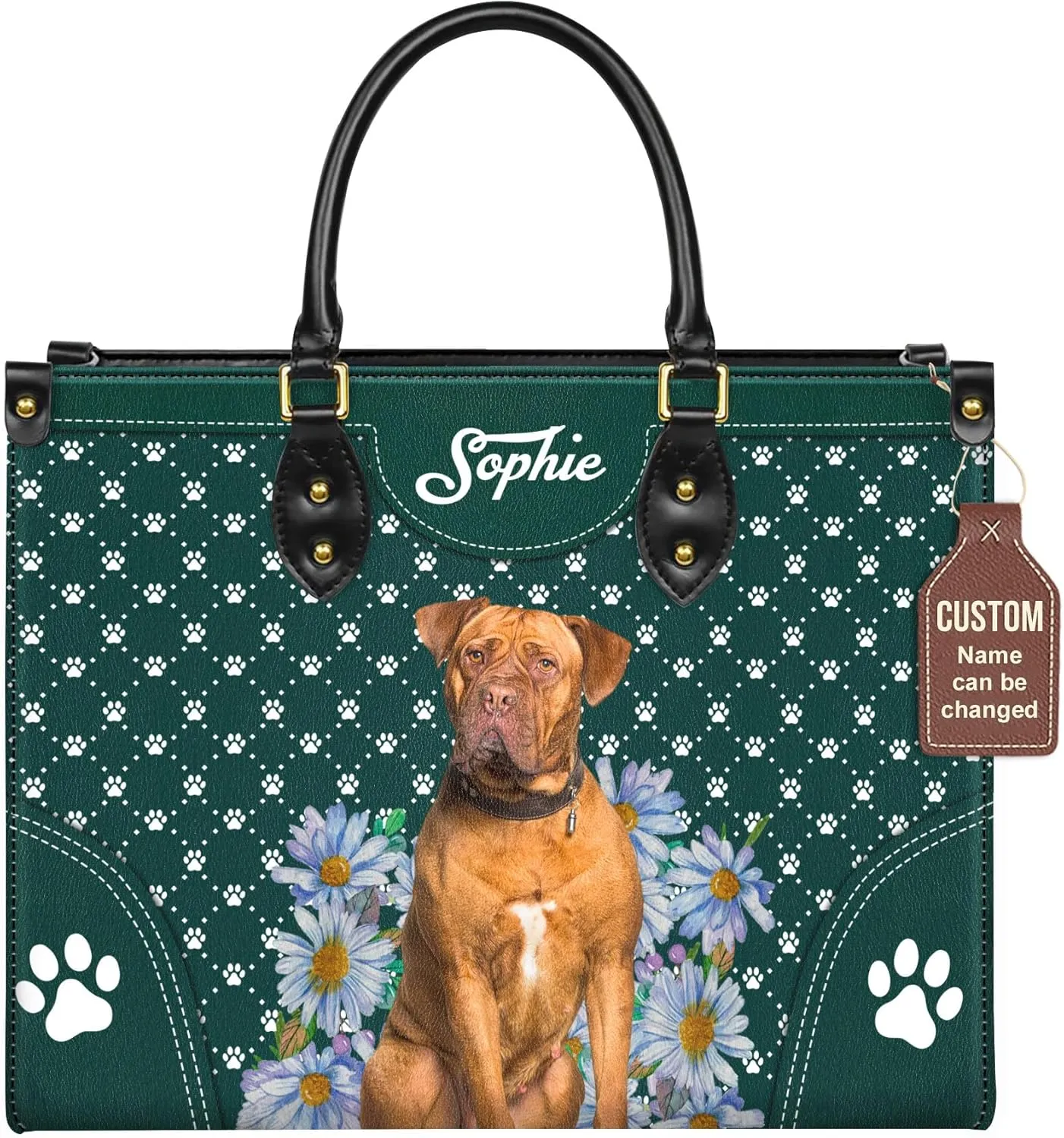 Personalized Dogues de Bordeaux Dog Handbags, Custom Name Dog Leather Bags, Purses, Shoulder Bag, Gift For Dog Mom Dog Lover