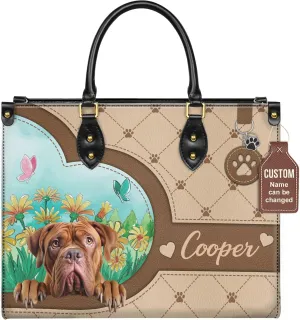 Personalized Dogues de Bordeaux Dog Handbags, Custom Name Dog Leather Bags, Purses, Shoulder Bag, Gift For Dog Mom Dog Lover