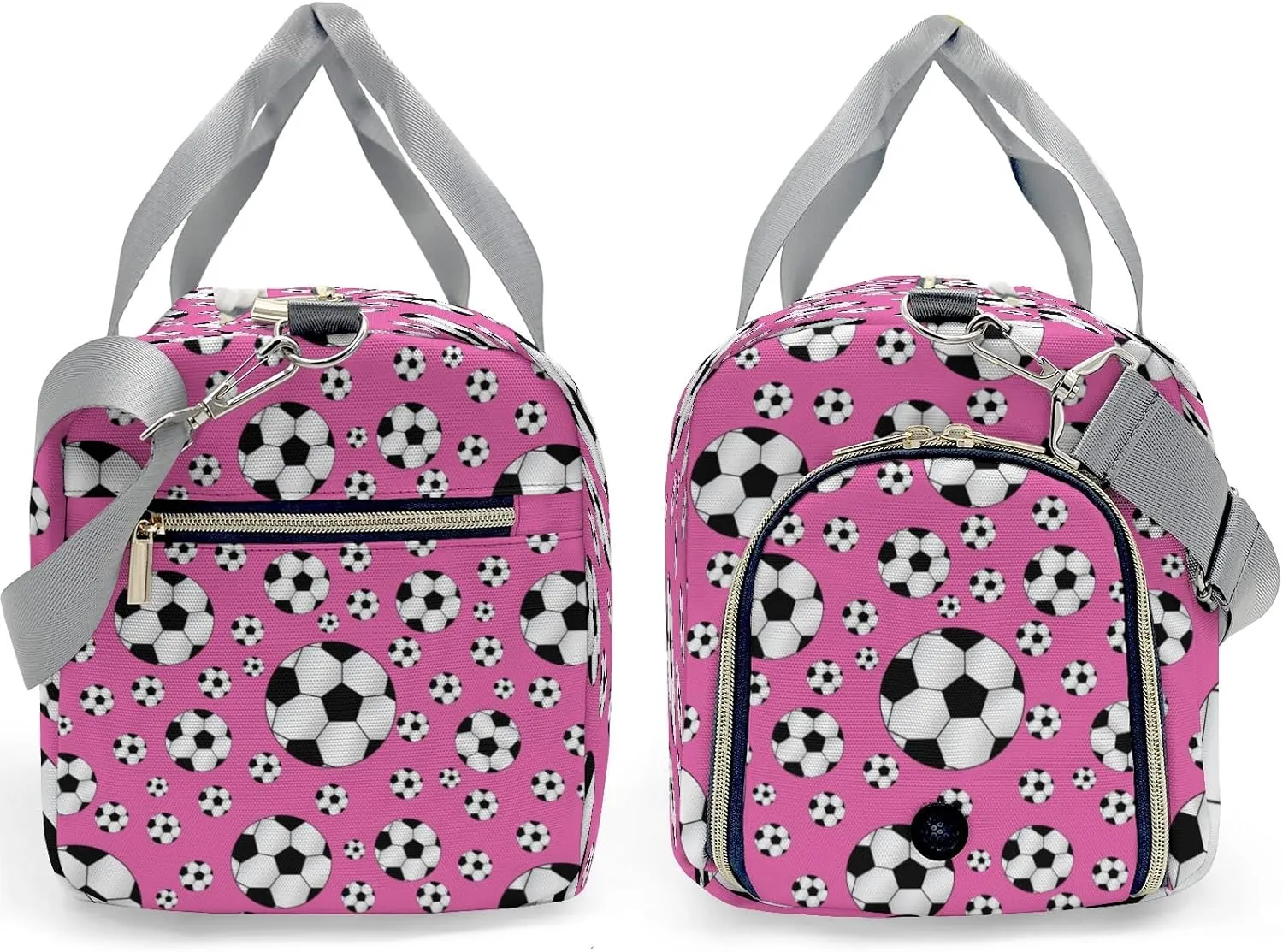 Personalized Duffle Bag with Name,Sport Soccer Balls Pink Custom Overnight Bag Travel Bag Gym Duffle Bag for Travel Weekend Sleepover Bag