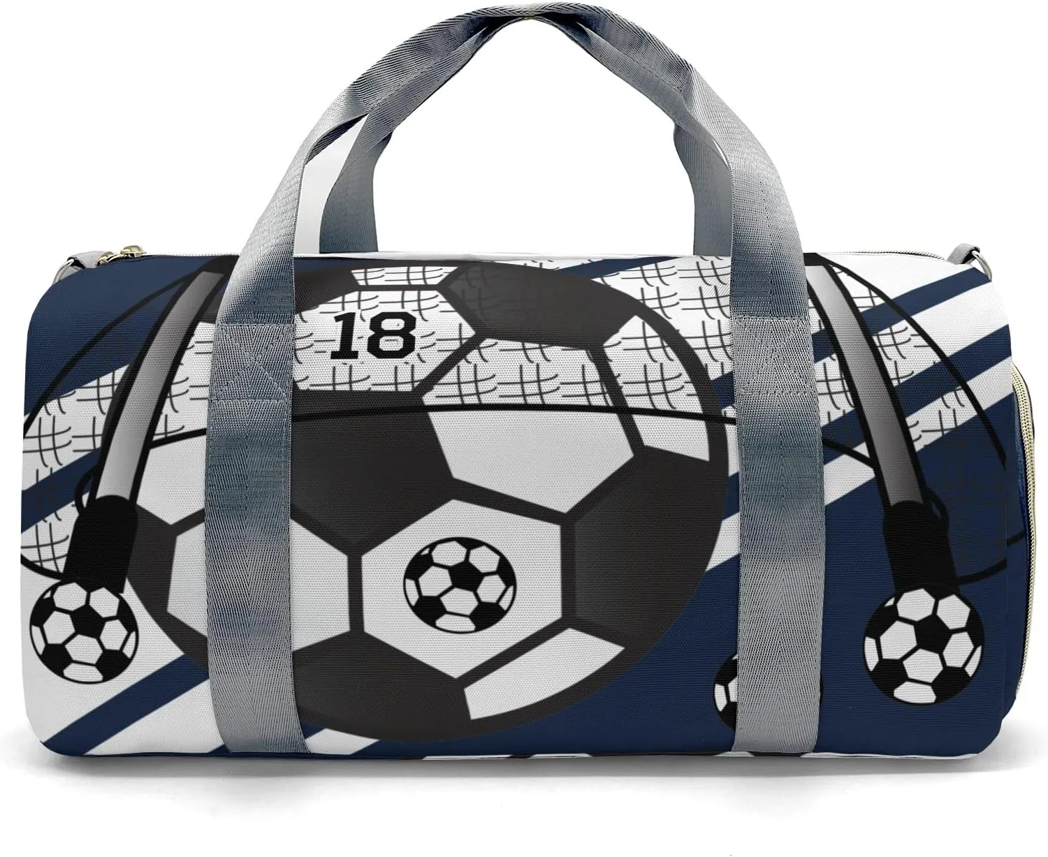 Personalized Football Soccer Ball Number Navy Dance Bag Girls Yoga Bag Dance Bag With Name,Patch Travel Duffel Bag Sport Duffle Bag for Gym