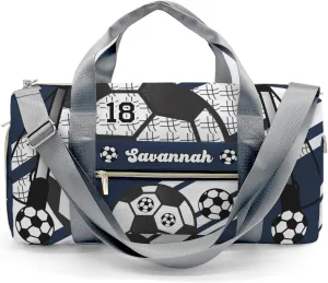 Personalized Football Soccer Ball Number Navy Dance Bag Girls Yoga Bag Dance Bag With Name,Patch Travel Duffel Bag Sport Duffle Bag for Gym