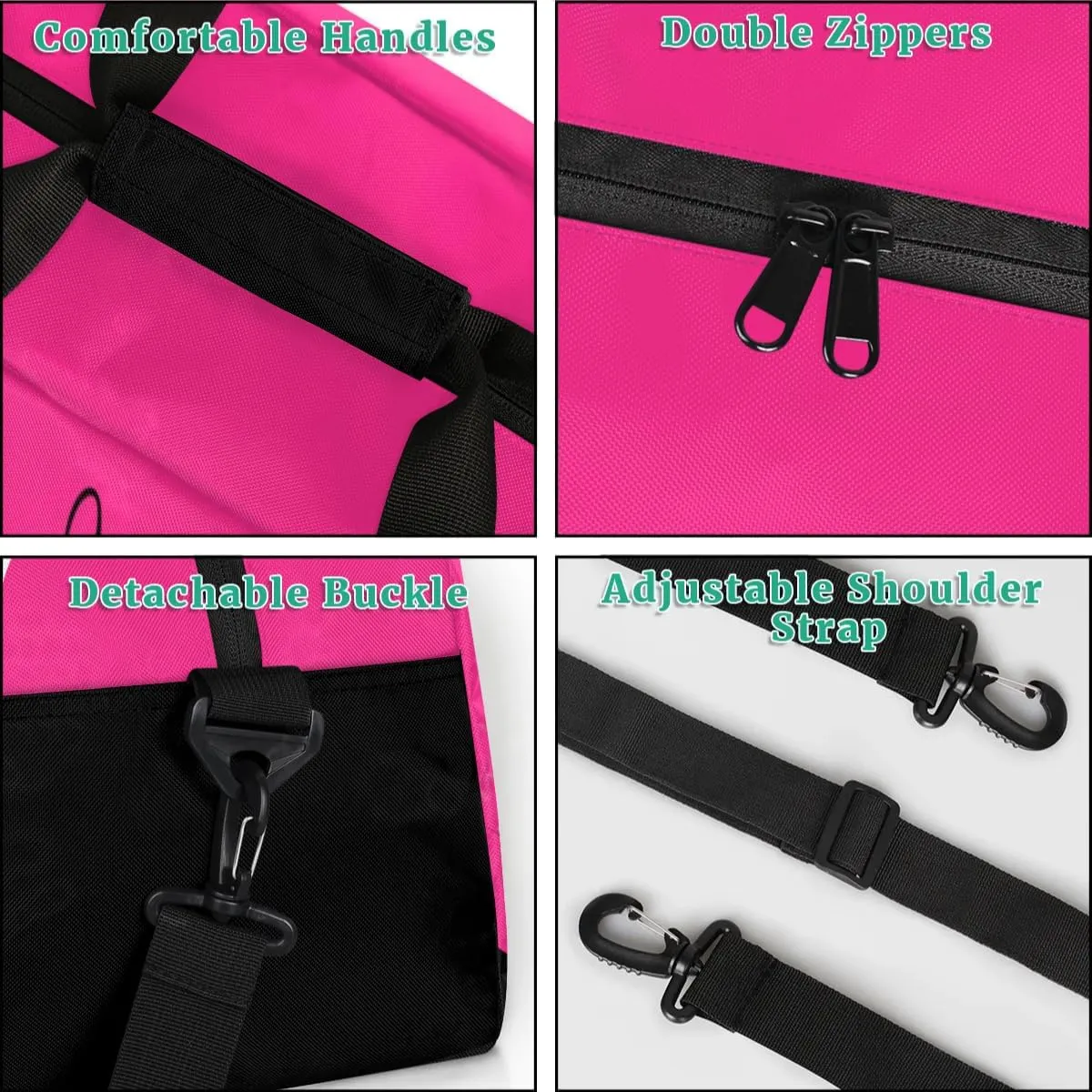 Personalized-Girls-Duffel-Bag Gym Bag with Name Small Kids Luggage-Bag Bunny Ears Pink Dance-Bag for Girls