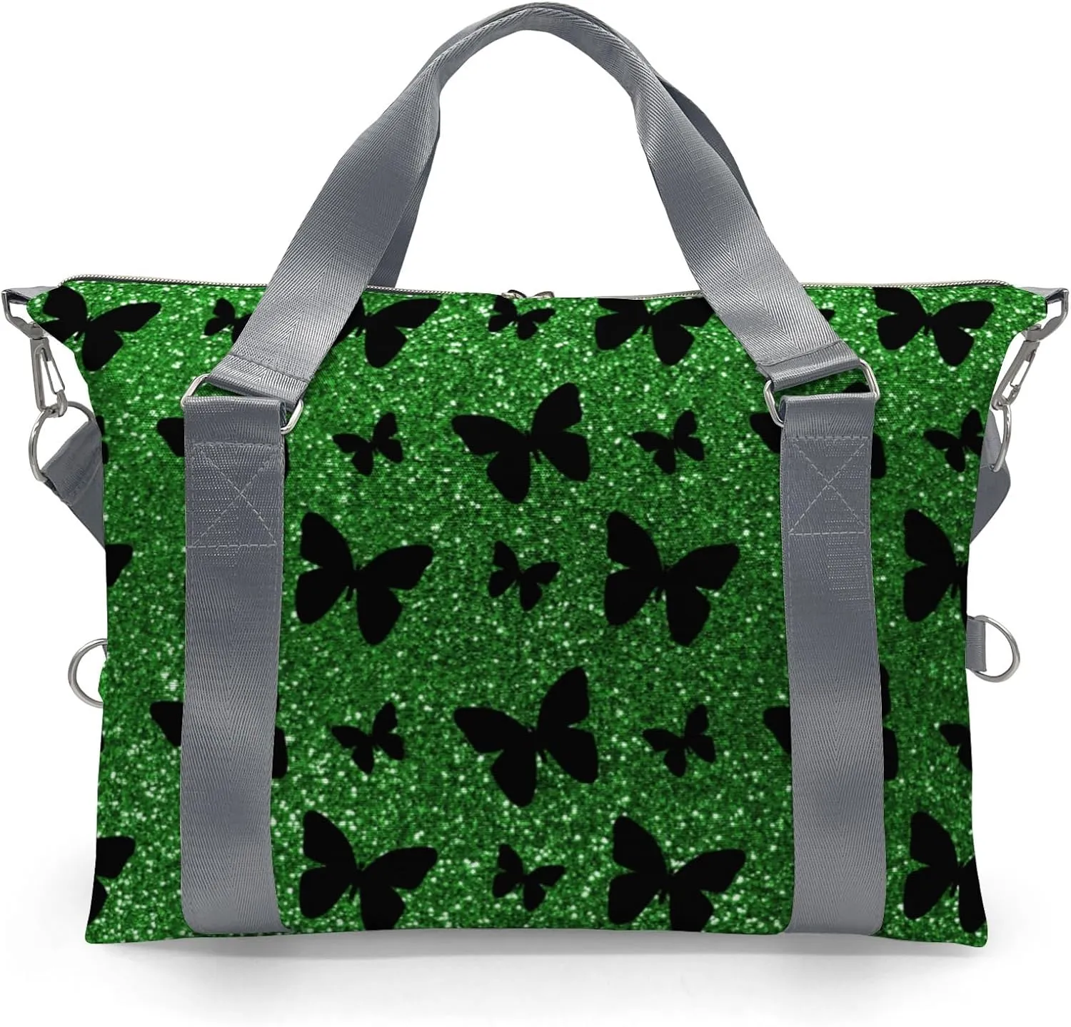 Personalized Green Glitter Butterfly Dance Bag Girls Yoga Bag Dance Bag With Name,Patch Travel Duffel Bag Women Cheerleader Bag Sport Duffle Bag for Gym Ballet
