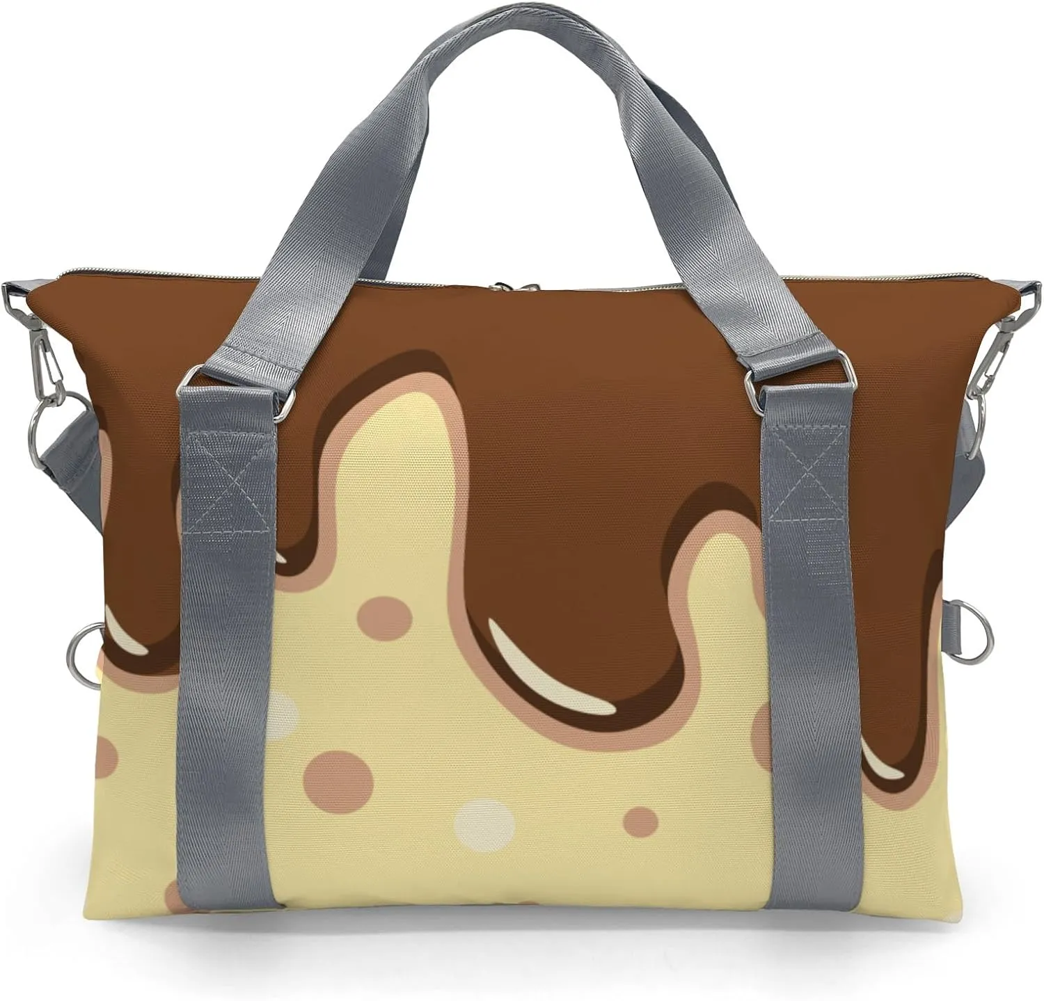 Personalized Gym Bag for Girls Teens,Brown Drippings Point on Yellow Custom Dance Bag Overnight Small Duffel Bag Carry On Weekend Sports Travel Bag for Practice Gymnastics Ballet