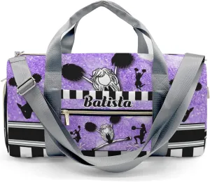 Personalized Gym Bag for Girls Teens,Cheerleader Girl Sparkly Purple Stripes Custom Dance Bag Overnight Small Duffel Bag Carry On Weekend Sports Travel Bag for Practice Gymnastics Ballet