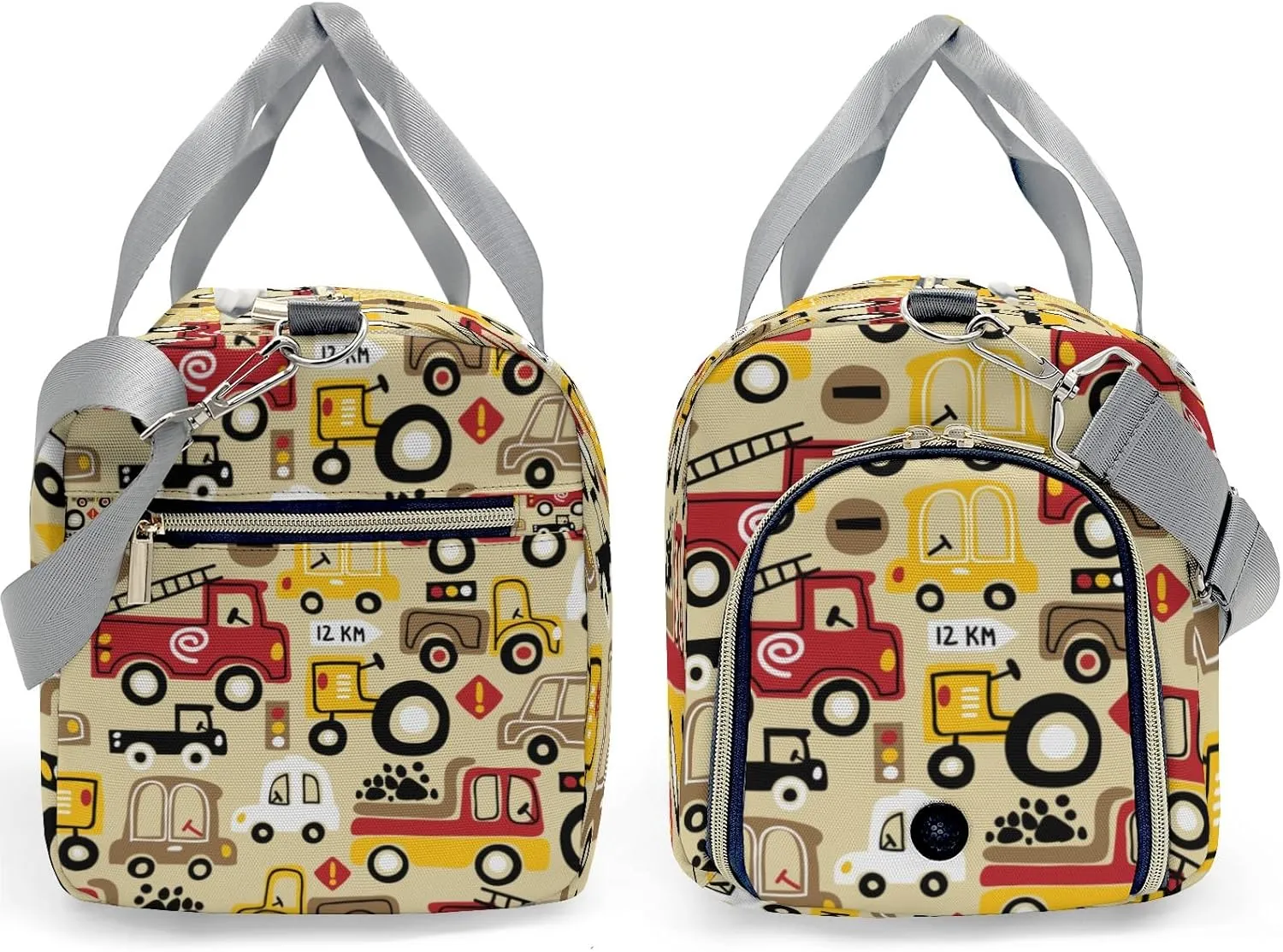 Personalized Gym Bag for Girls Teens,Construction Truck Red Yellow Custom Dance Bag Overnight Small Duffel Bag Carry On Weekend Sports Travel Bag for Practice Gymnastics Ballet