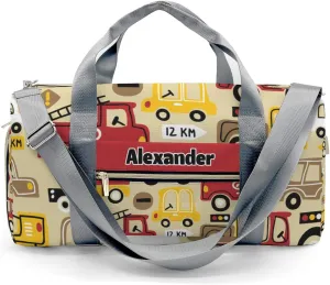 Personalized Gym Bag for Girls Teens,Construction Truck Red Yellow Custom Dance Bag Overnight Small Duffel Bag Carry On Weekend Sports Travel Bag for Practice Gymnastics Ballet