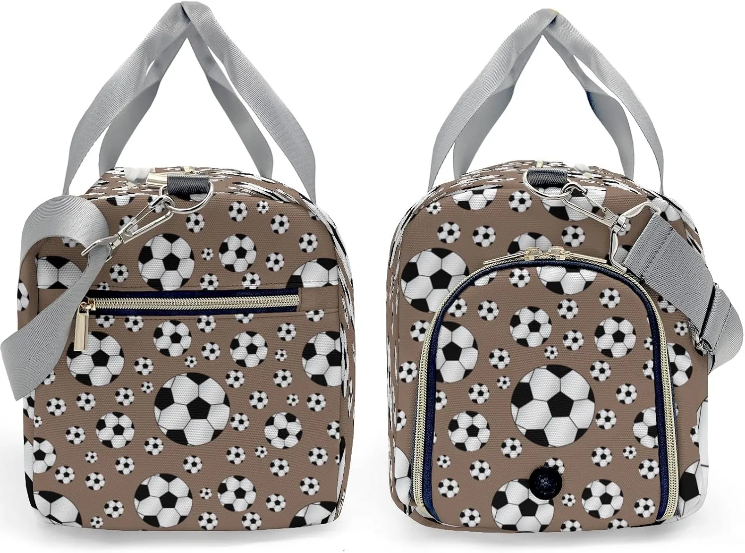 Personalized Gym Bag for Girls Teens,Sport Soccer Balls Brown Custom Dance Bag Overnight Small Duffel Bag Carry On Weekend Sports Travel Bag for Practice Gymnastics