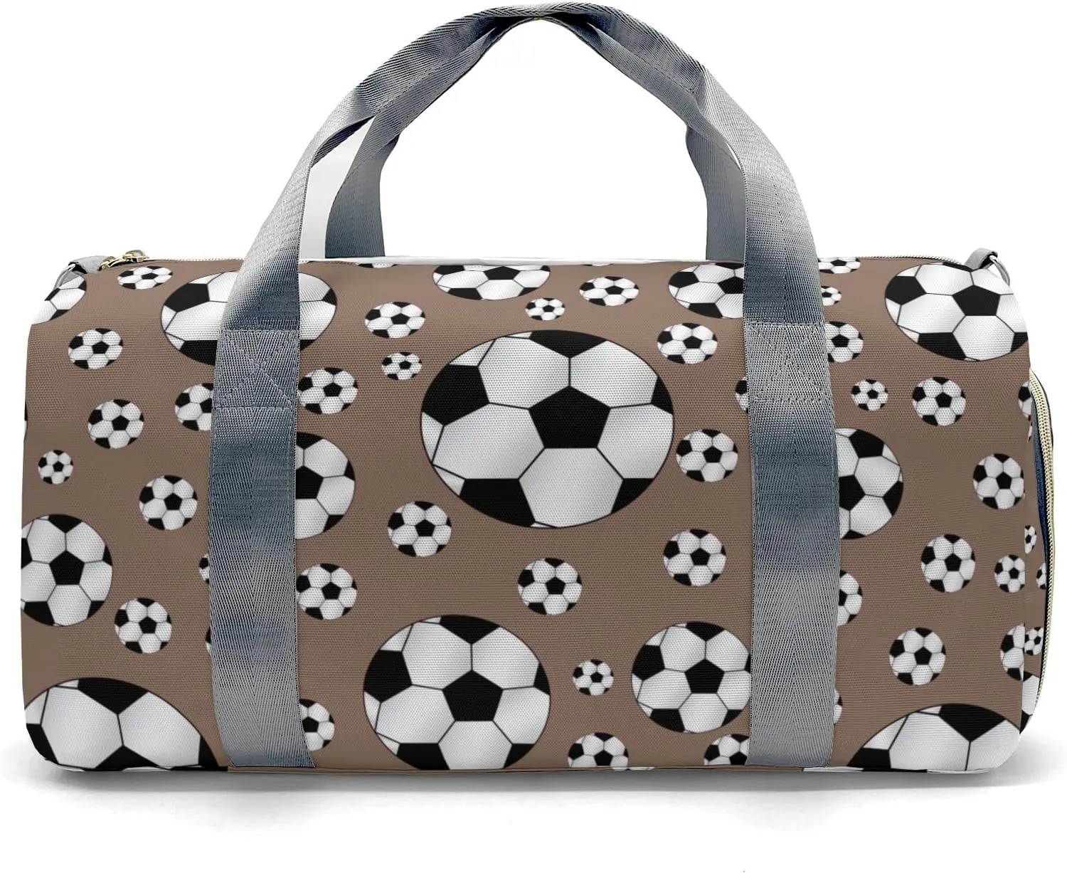 Personalized Gym Bag for Girls Teens,Sport Soccer Balls Brown Custom Dance Bag Overnight Small Duffel Bag Carry On Weekend Sports Travel Bag for Practice Gymnastics