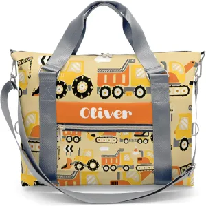 Personalized Gym Bag for Girls Teens,Truck Orange Yellow Custom Dance Bag Overnight Small Duffel Bag Carry On Weekend Sports Travel Bag for Practice Gymnastics Ballet