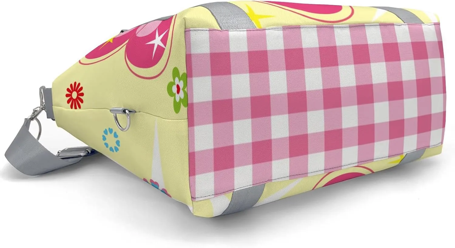 Personalized Gym Dance Bag for Girls Boys,Butterfly Pink Plaid Garden Custom Name Sport Duffel Bag Weekender Bags Carry On Travel Duffel Bag