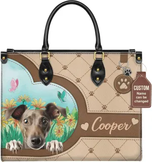 Personalized Italian Greyhound Dog Handbags, Custom Name Dog Leather Bags, Purses, Shoulder Bag, Gift For Dog Mom Dog Lover