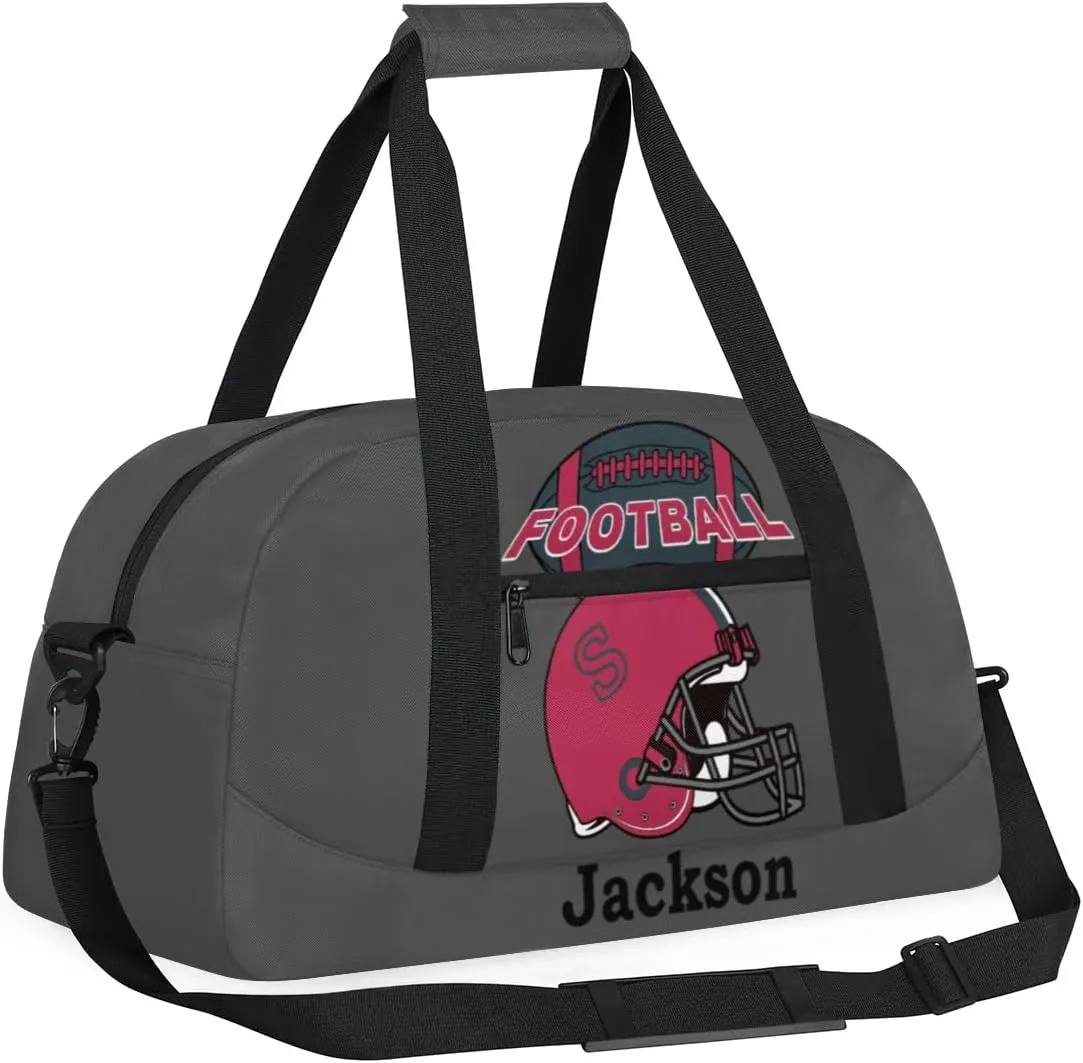 Personalized Kids Gym Bag, Custom Sport Duffel Bag for Boys - Overnight Weekender Bag Carry on Tote for Airplane Swim Travel - Dim Gray