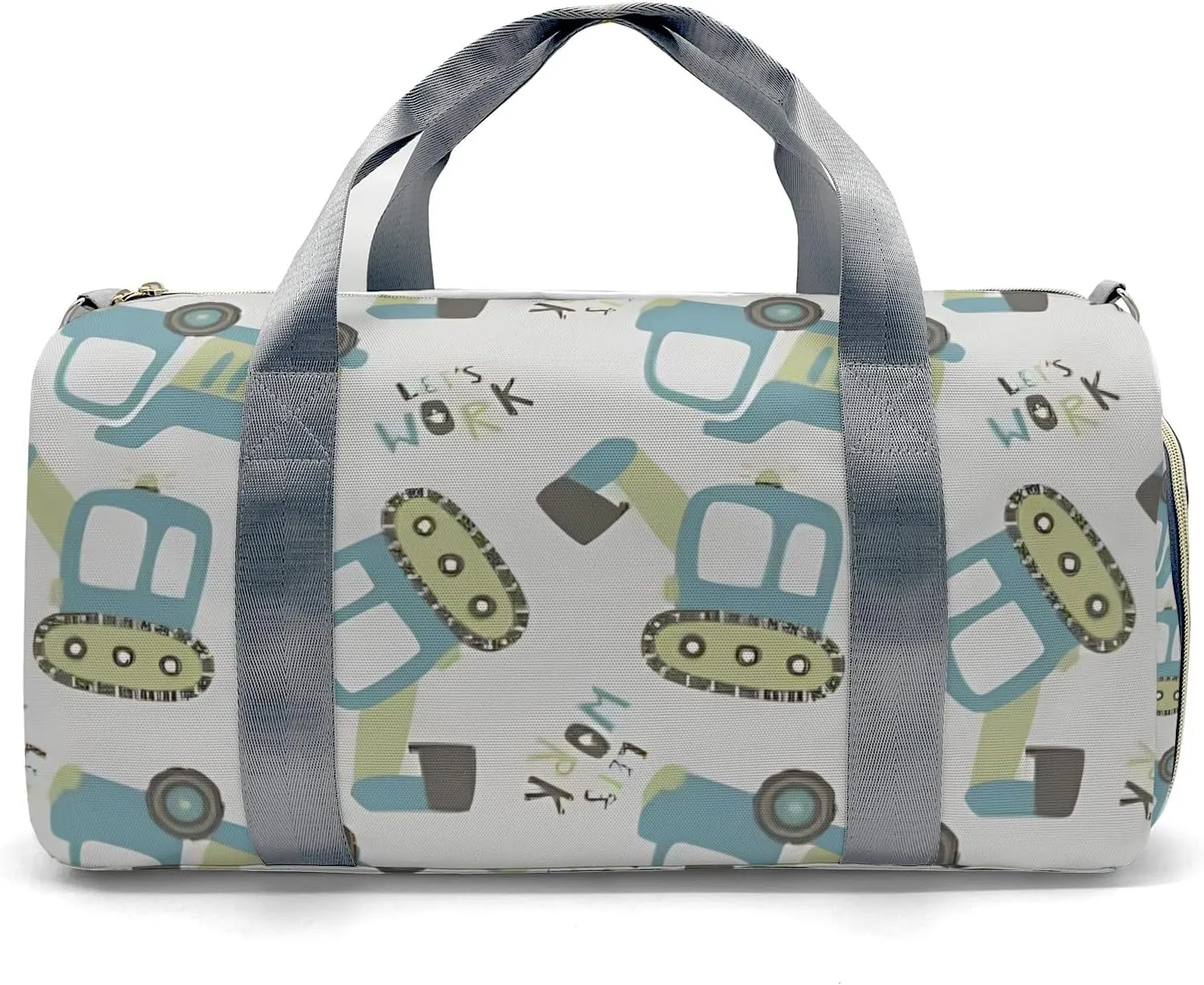 Personalized MultiFunction Cartoon Work Bulldozer Truck Sport Dance Bag,Custom Duffle Bag Gym Bag Customized Travel Duffel Bag with Name or Text