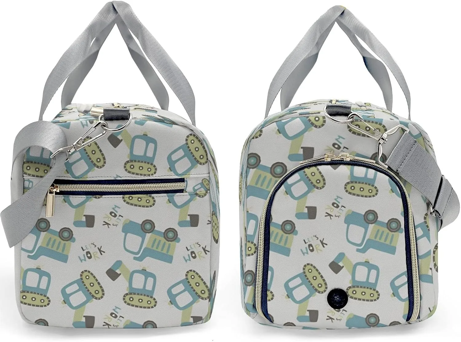 Personalized MultiFunction Cartoon Work Bulldozer Truck Sport Dance Bag,Custom Duffle Bag Gym Bag Customized Travel Duffel Bag with Name or Text