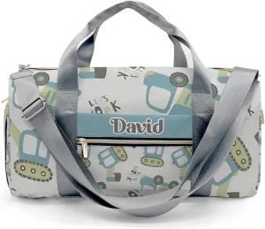Personalized MultiFunction Cartoon Work Bulldozer Truck Sport Dance Bag,Custom Duffle Bag Gym Bag Customized Travel Duffel Bag with Name or Text