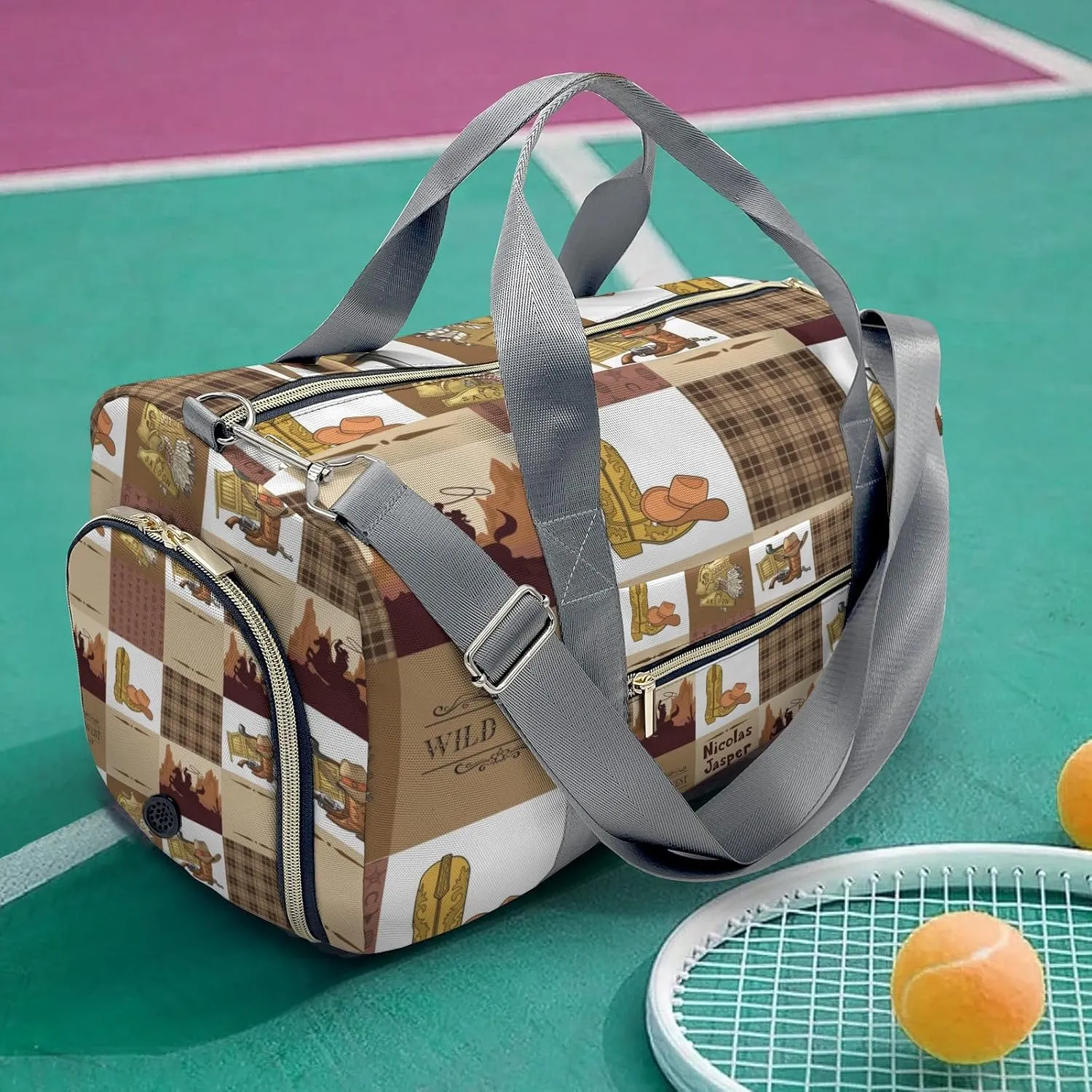 Personalized MultiFunction Cowboy Western Life Sport Dance Bag,Custom Duffle Bag Gym Bag Customized Travel Duffel Bag with Name or Text