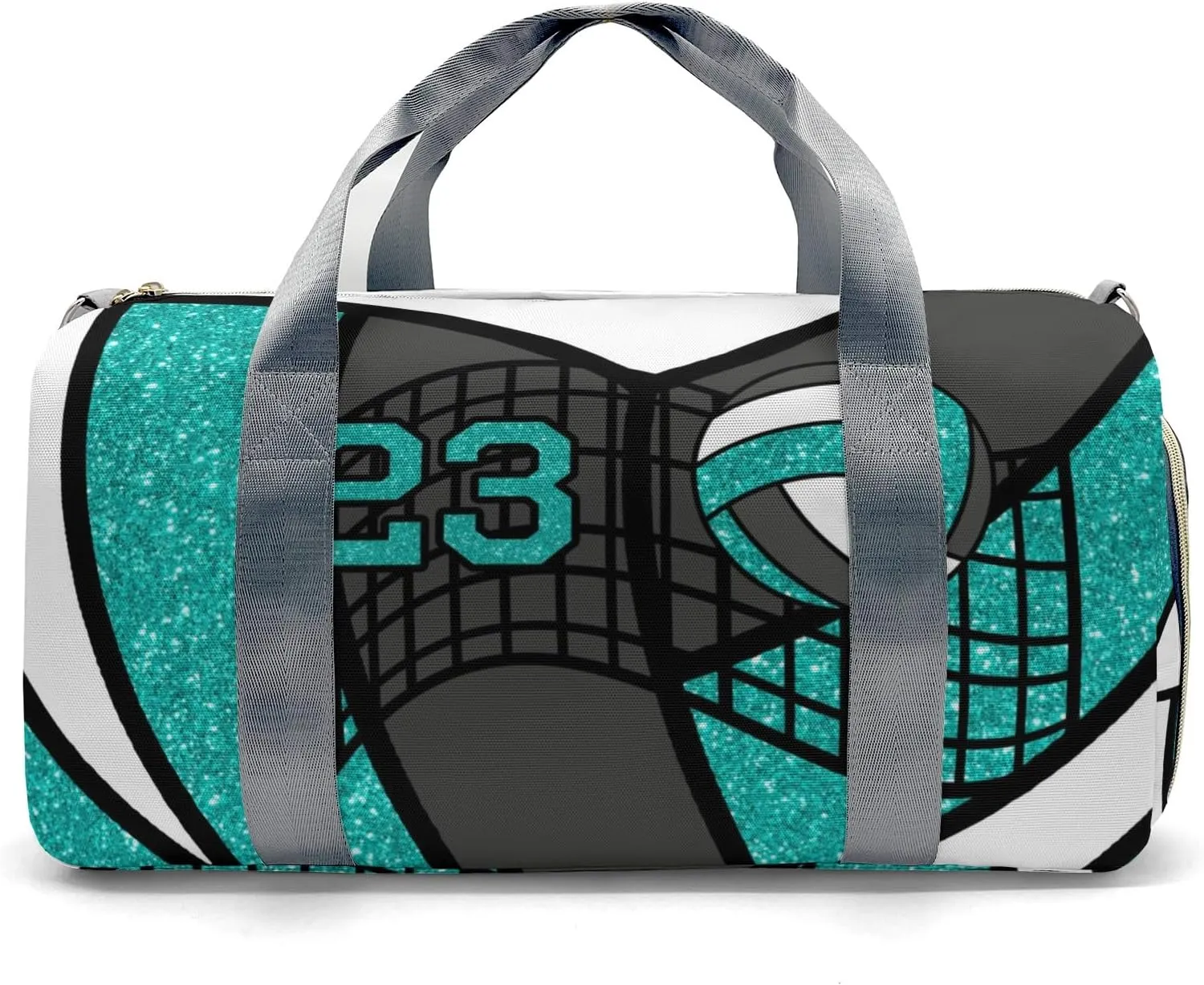 Personalized MultiFunction Gym Volleyball Player Turquoise Number Sport Dance Bag,Custom Duffle Bag Gym Bag Customized Travel Duffel Bag with Name or Text