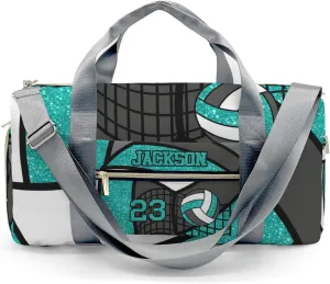 Personalized MultiFunction Gym Volleyball Player Turquoise Number Sport Dance Bag,Custom Duffle Bag Gym Bag Customized Travel Duffel Bag with Name or Text