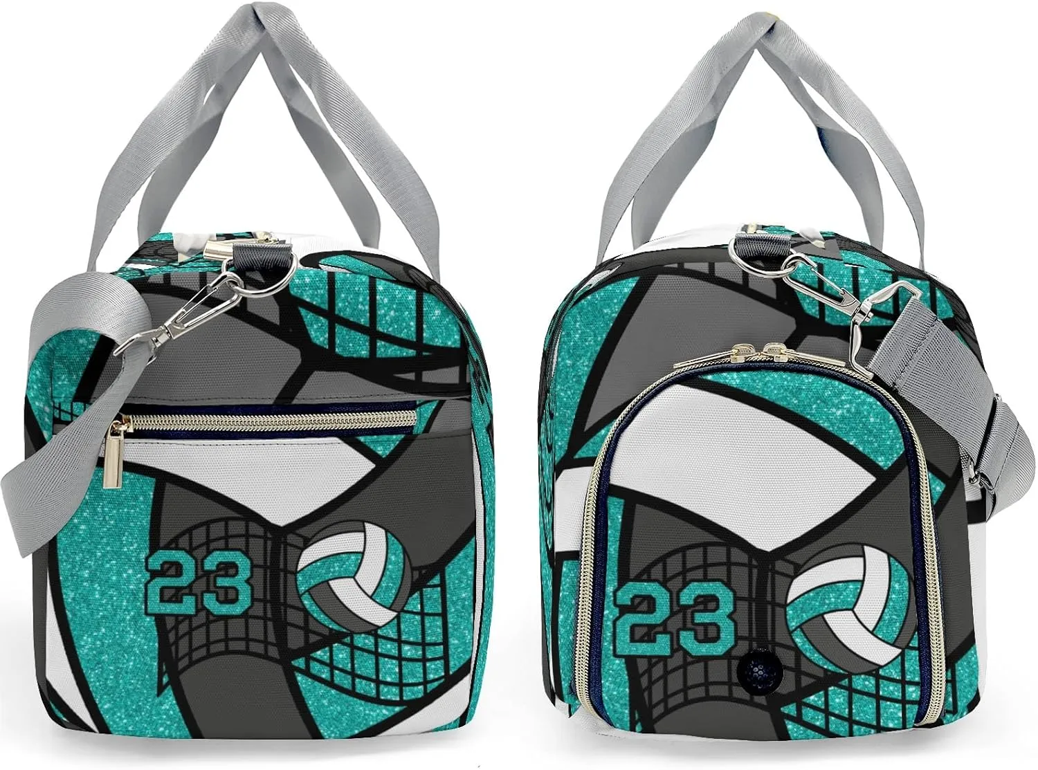 Personalized MultiFunction Gym Volleyball Player Turquoise Number Sport Dance Bag,Custom Duffle Bag Gym Bag Customized Travel Duffel Bag with Name or Text