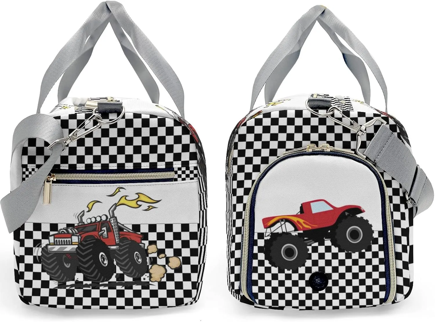 Personalized MultiFunction Monster Truck Check Kids Duffel Swim Bag for Boys,Customized Swim Duffle Bag for Boys Man Kids Gifts