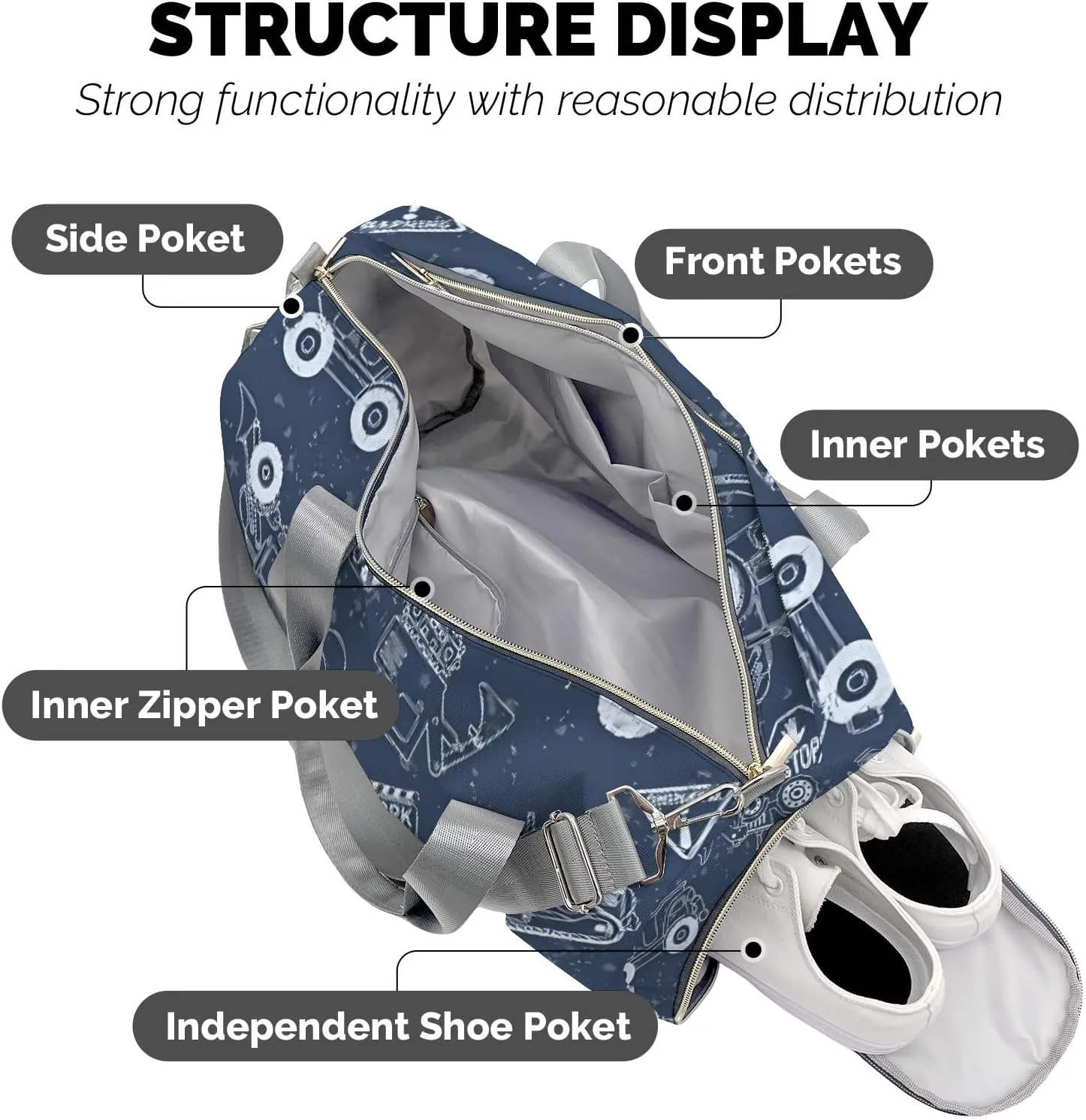 Personalized MultiFunction Truck Dump Jump Sport Dance Bag,Custom Duffle Bag Gym Bag Customized Travel Duffel Bag with Name or Text