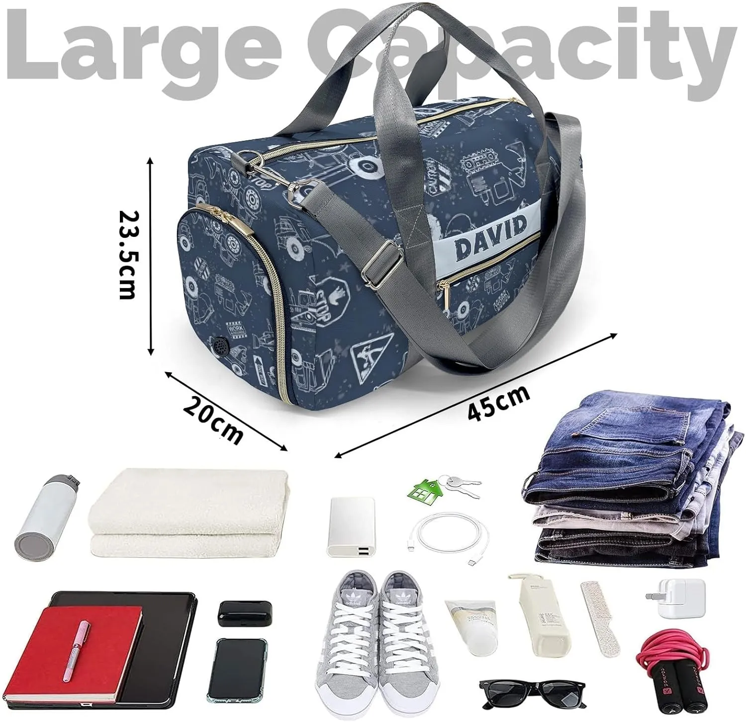 Personalized MultiFunction Truck Dump Jump Sport Dance Bag,Custom Duffle Bag Gym Bag Customized Travel Duffel Bag with Name or Text