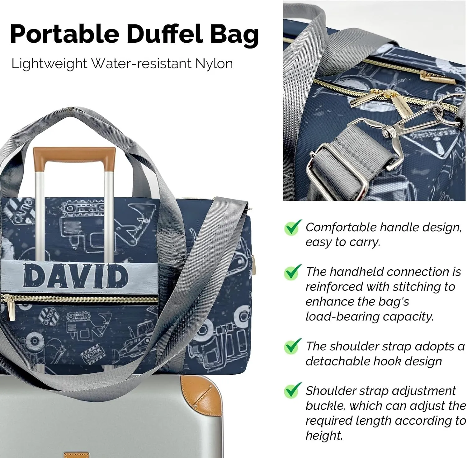 Personalized MultiFunction Truck Dump Jump Sport Dance Bag,Custom Duffle Bag Gym Bag Customized Travel Duffel Bag with Name or Text