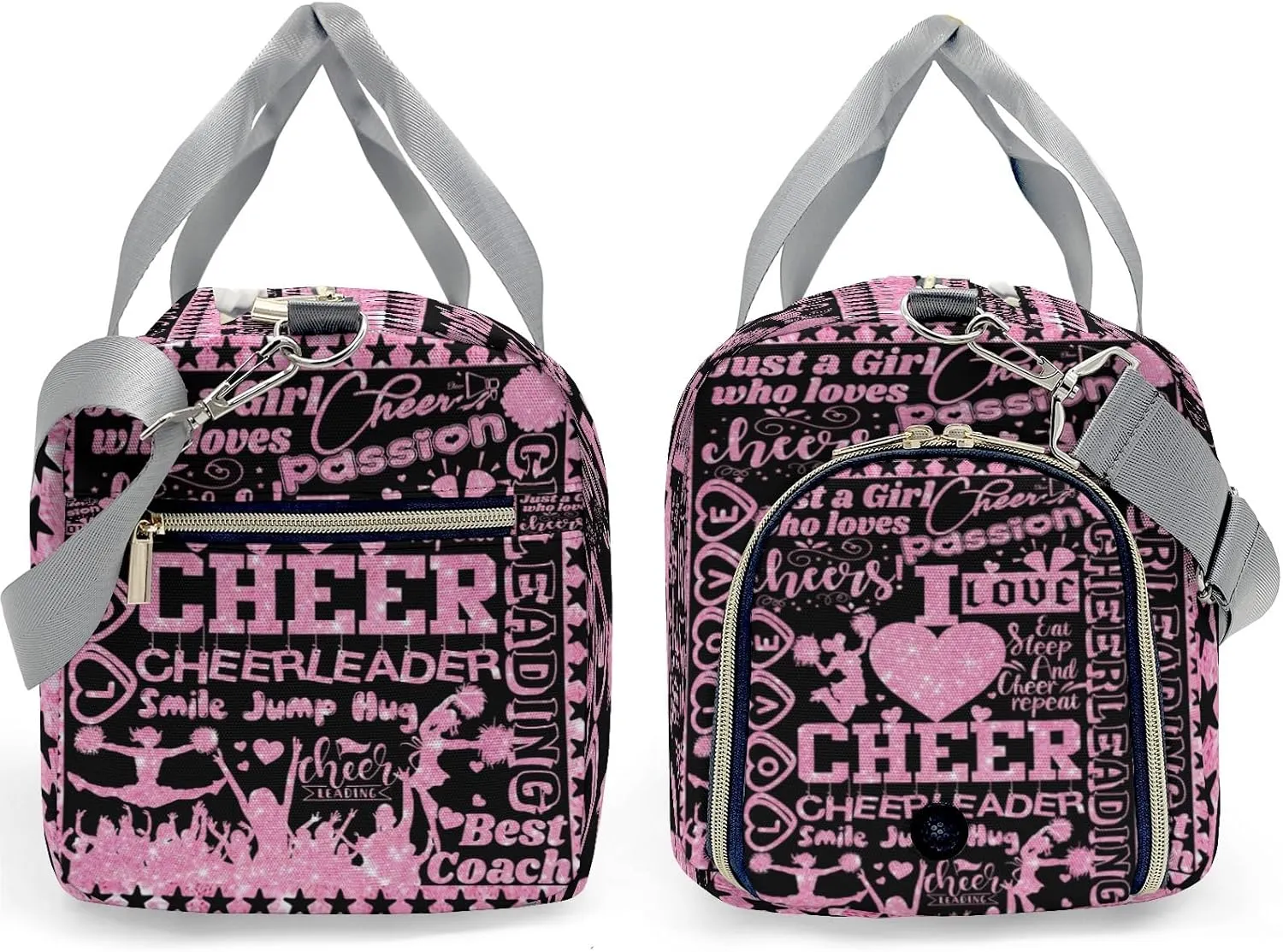 Personalized Name Sports Duffel Bags Love Cheerleading Star Coach Pom Gymnastics Travel Perform Training Casual Bag