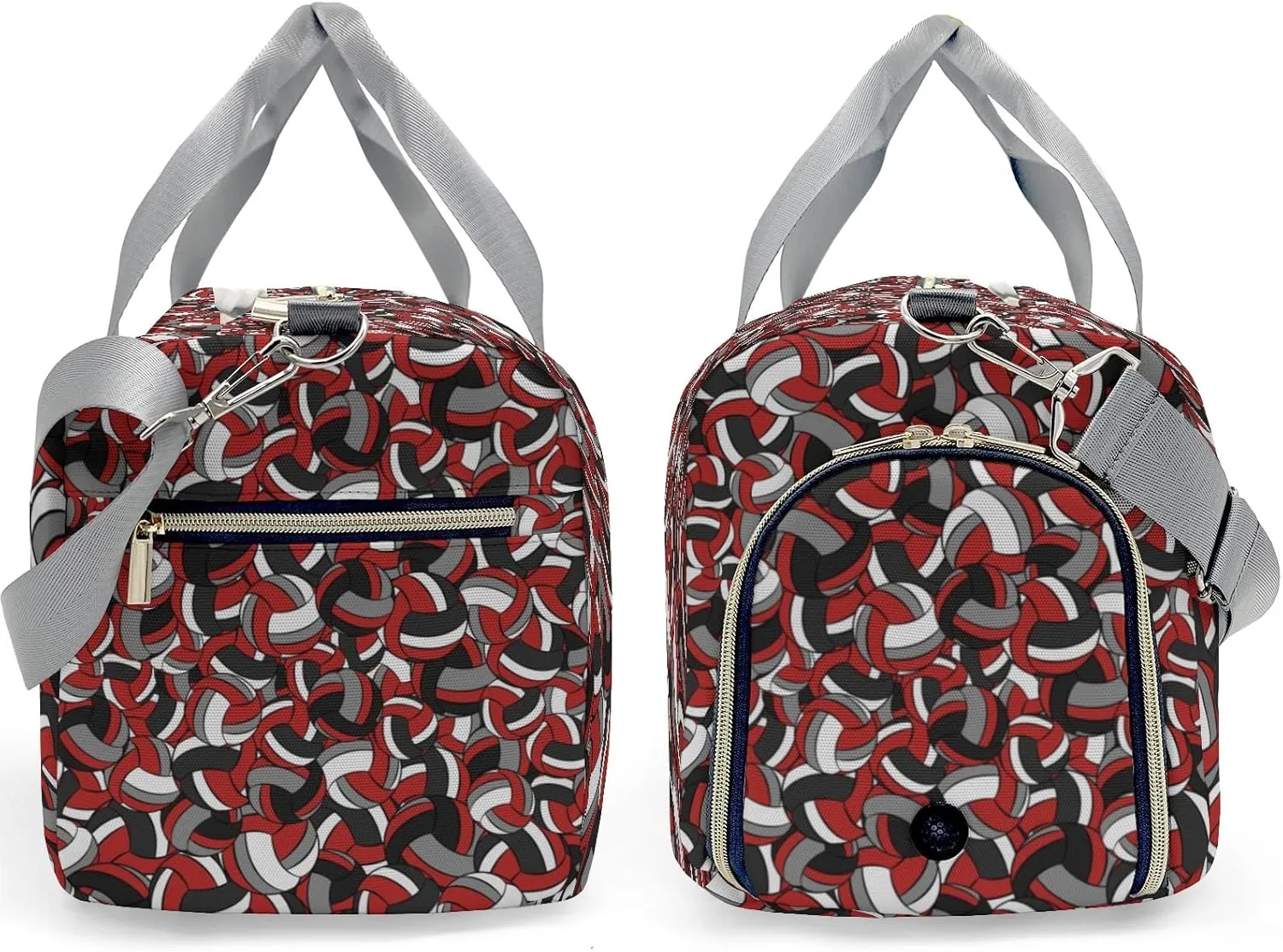Personalized Name Sports Player Duffel Bags Volleyball Red Maroon Gray Black Travel Perform Training Casual Bag Student
