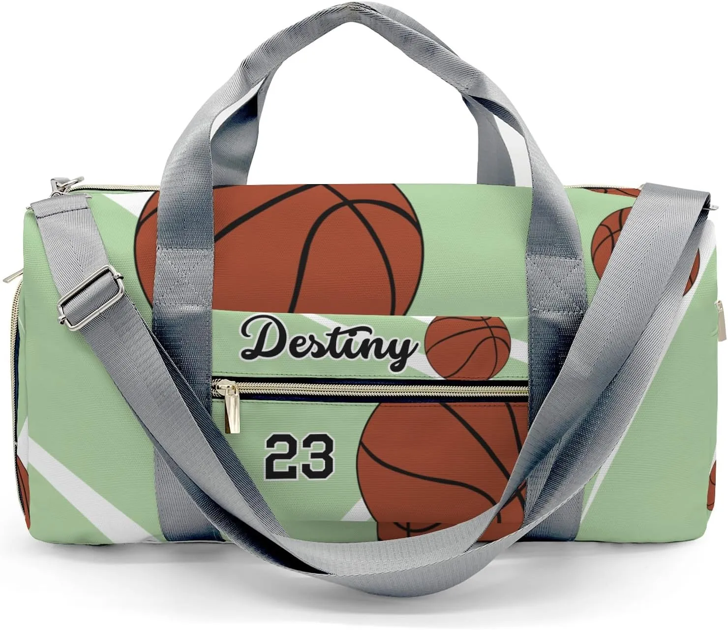 Personalized Number Sport Basketball Player Team Mint Dance Bag Girls Yoga Bag Dance Bag With Name,Patch Travel Duffel Bag Women Cheerleader Bag Sport Duffle Bag for Gym Ballet
