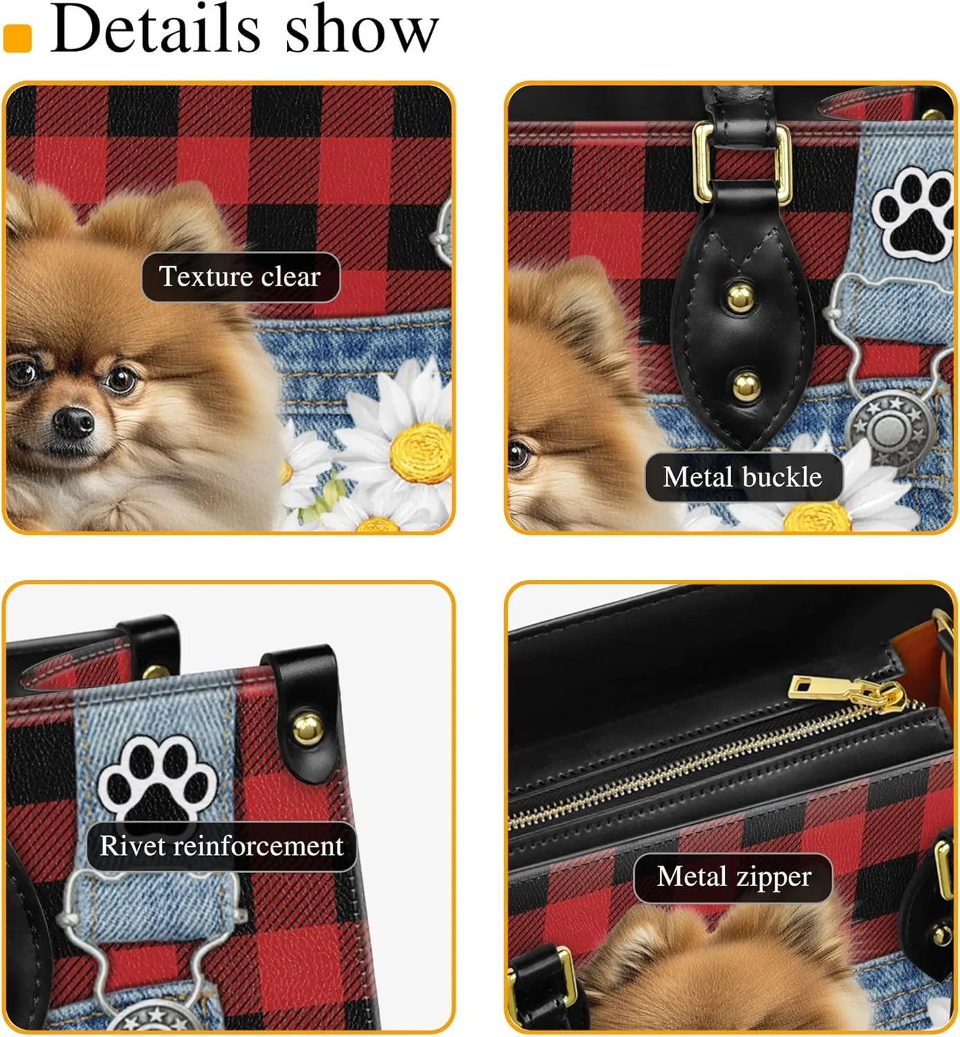 Personalized Pomeranian Dog Handbags, Custom Name Dog Leather Bags, Purses, Shoulder Bag, Gift For Dog Mom Dog Lover