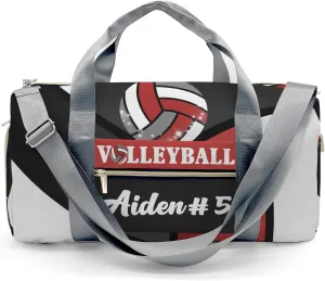 Personalized Red Volleyball Duffle Bag with Name for Women Girl Custom Travel Perform Training Bag