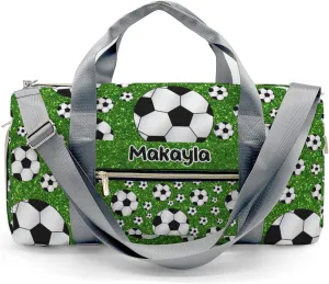 Personalized Sport Dance Bag,Sport Soccer Balls Forest Glitter Custom Duffle Bag Gym Bag Customized Travel Duffel Bag with Name or Text