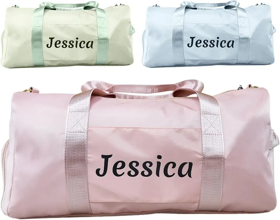 Personalized Sports Duffel Bag, Polyester, 18x8.66x9.4in, Shoe Compartment, Gym, Travel, Outdoor Activities