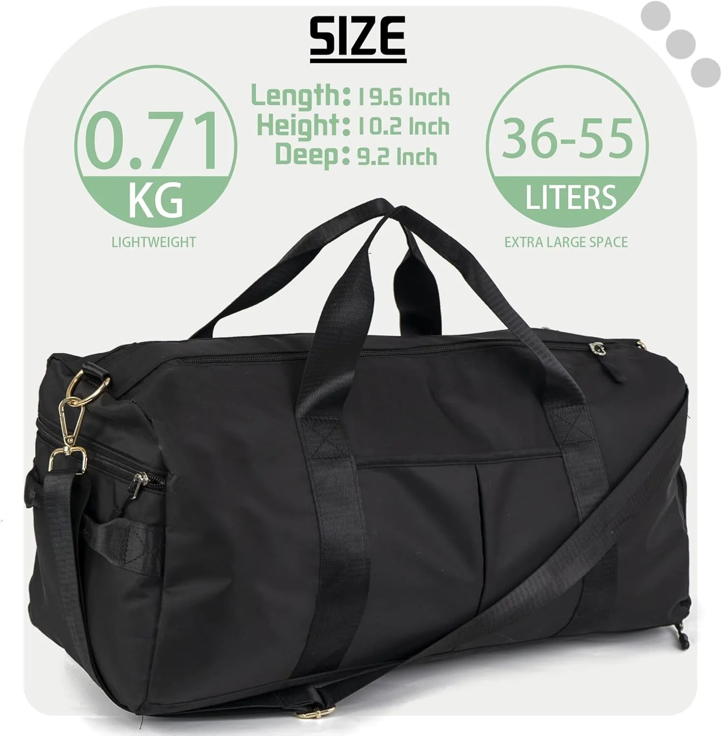 Personalized Travel Bag for Women, Bridesmaid Gift Bag, Weekender Bag with Embroidered Name, Monogram Overnight Duffle Bag with Shoe Compartment and Wet Pocket for Airplane,Gym,Dance,Overnight (Black)