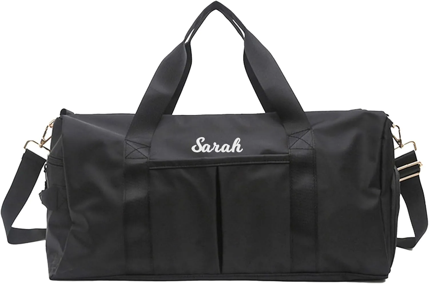 Personalized Travel Bag for Women, Bridesmaid Gift Bag, Weekender Bag with Embroidered Name, Monogram Overnight Duffle Bag with Shoe Compartment and Wet Pocket for Airplane,Gym,Dance,Overnight (Black)