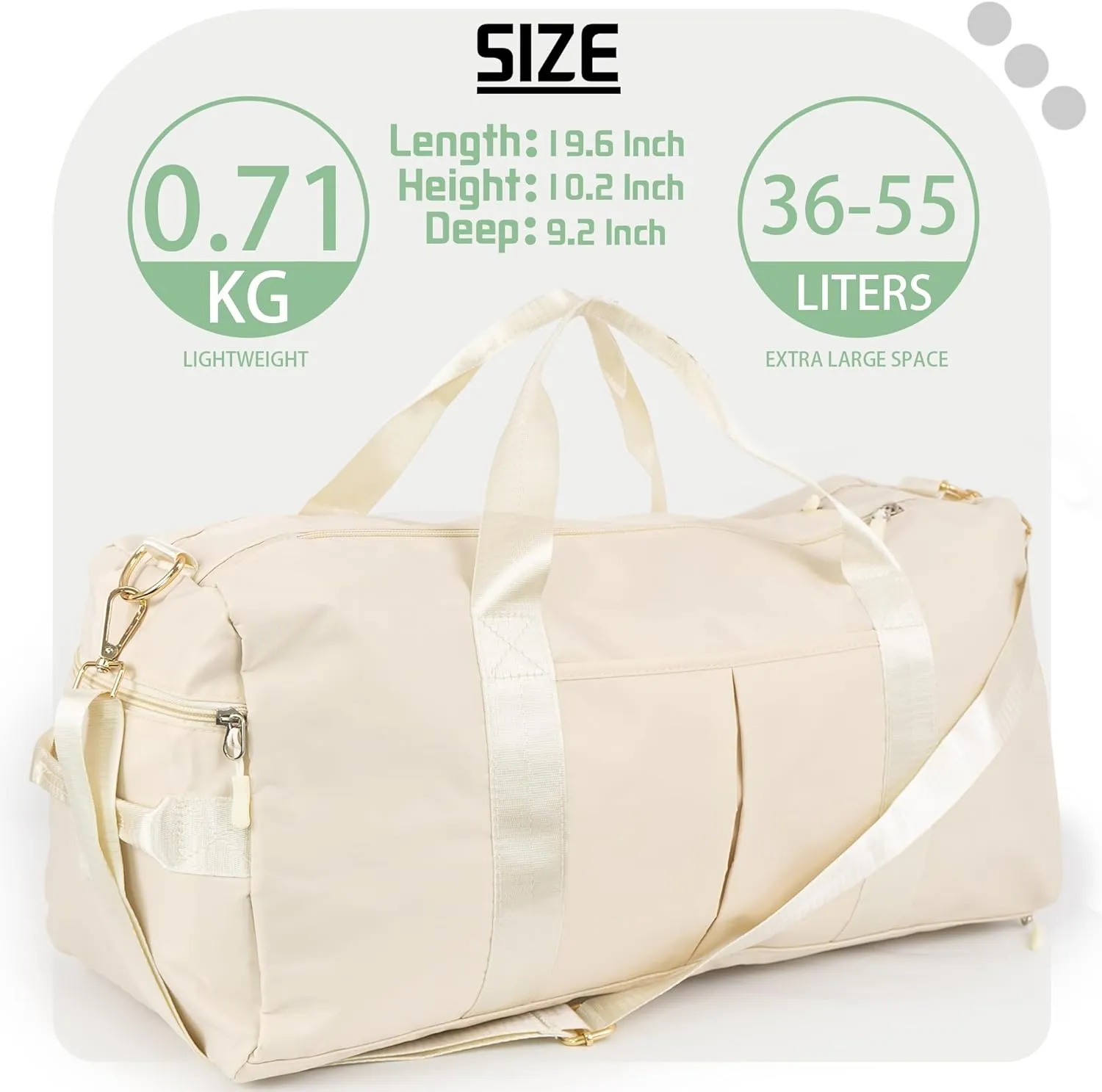 Personalized Travel Bag for Women, Bridesmaid Gift Bag, Weekender Bag with Embroidered Name, Monogram Overnight Duffle Bag with Shoe Compartment and Wet Pocket for Airplane,Gym,Dance,Overnight (Cream)