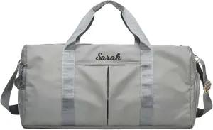 Personalized Travel Bag for Women, Bridesmaid Gift Bag, Weekender Bag with Embroidered Name, Monogram Overnight Duffle Bag with Shoe Compartment and Wet Pocket for Airplane,Gym,Dance,Overnight (Gray)