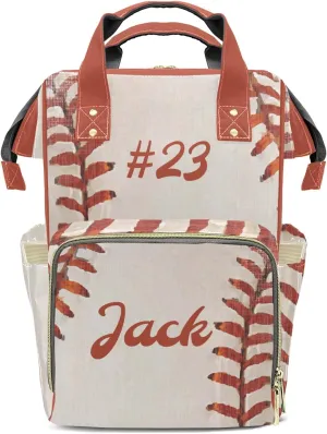 Personalized Vintage Baseball Sports Diaper Bag Shoulder Backpacks with Name Nursing Bags for Boys Girls