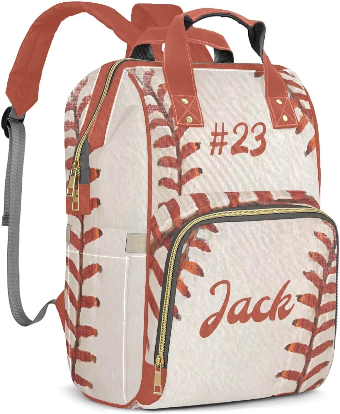 Personalized Vintage Baseball Sports Diaper Bag Shoulder Backpacks with Name Nursing Bags for Boys Girls