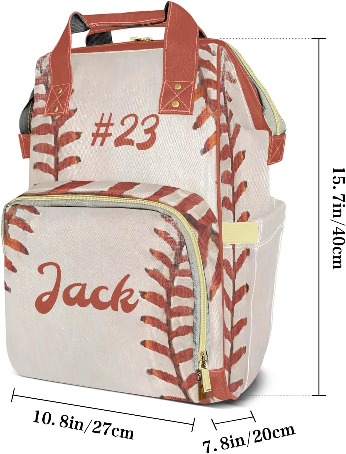 Personalized Vintage Baseball Sports Diaper Bag Shoulder Backpacks with Name Nursing Bags for Boys Girls