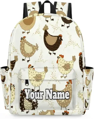 Personalized Vintage Rooster Preschool Toddler Backpack for Boys Girls Custom Kids Name Small Bookbags Kindergarten Elementary Backpack, Farm Roosters