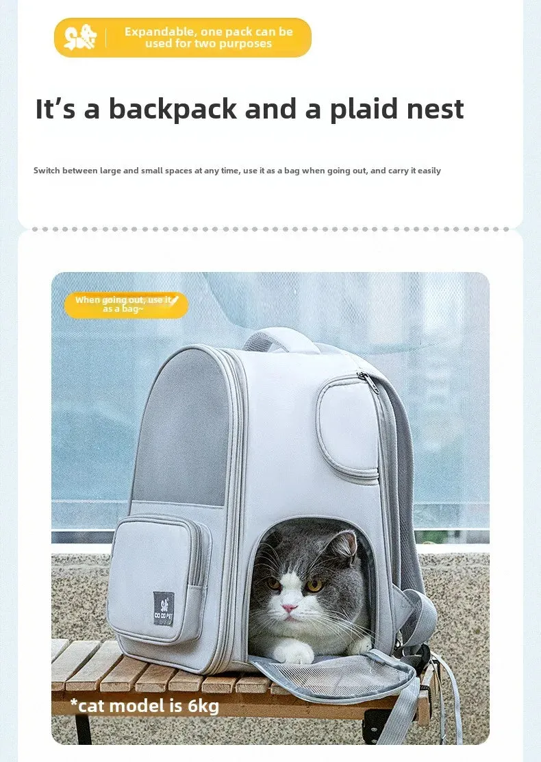 Pet Backpack Expandable Foldable Cat Carrier for Small Medium Dog and Cat Transport Dog Bag Large Space Pets Carrier with Zipper