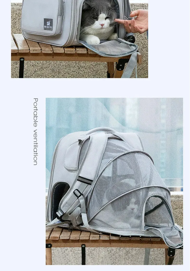 Pet Backpack Expandable Foldable Cat Carrier for Small Medium Dog and Cat Transport Dog Bag Large Space Pets Carrier with Zipper