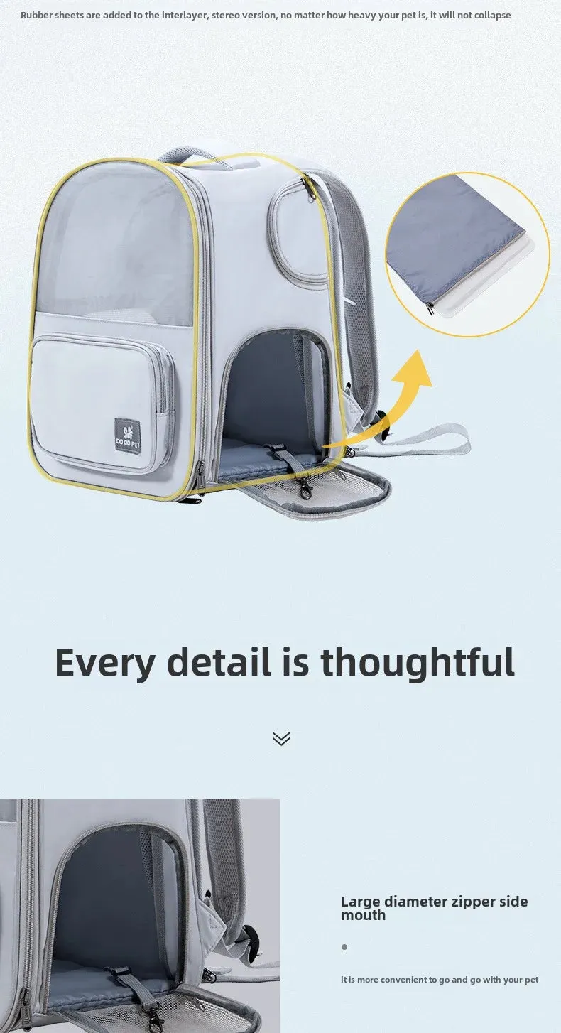 Pet Backpack Expandable Foldable Cat Carrier for Small Medium Dog and Cat Transport Dog Bag Large Space Pets Carrier with Zipper