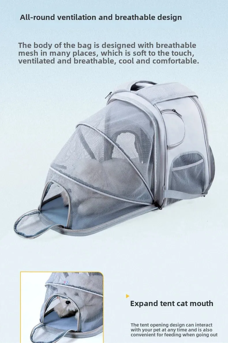 Pet Backpack Expandable Foldable Cat Carrier for Small Medium Dog and Cat Transport Dog Bag Large Space Pets Carrier with Zipper