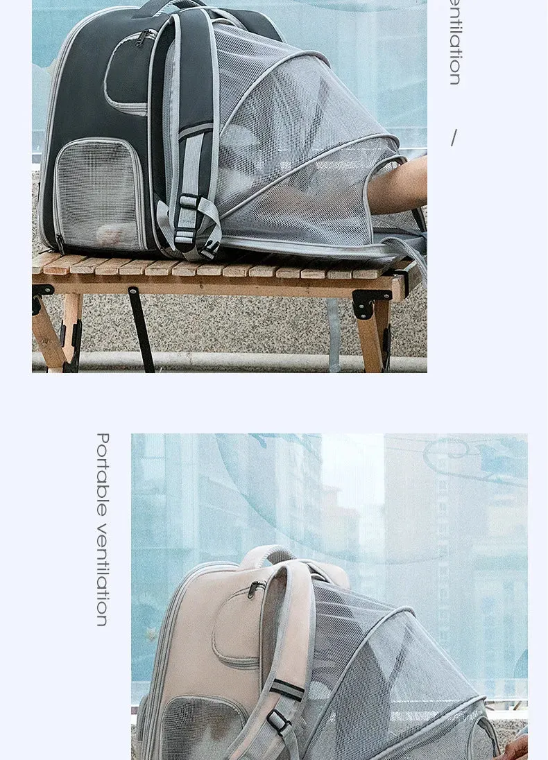 Pet Backpack Expandable Foldable Cat Carrier for Small Medium Dog and Cat Transport Dog Bag Large Space Pets Carrier with Zipper
