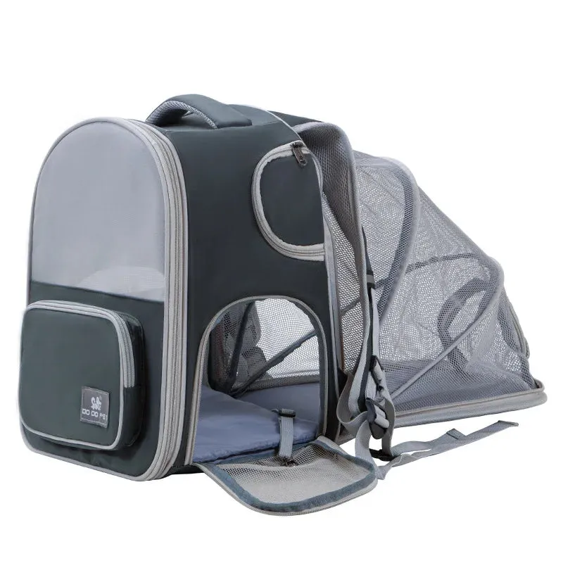 Pet Backpack Expandable Foldable Cat Carrier for Small Medium Dog and Cat Transport Dog Bag Large Space Pets Carrier with Zipper